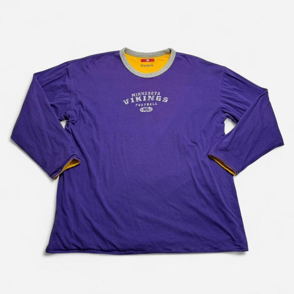 Y2K NFL Minnesota Vikings Reversible Long Sleeve Shirt Purple Gold XL